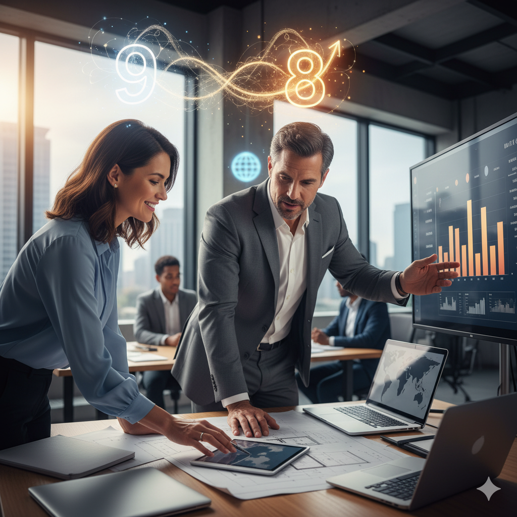 The Visionary Heart & The Powerhouse Achiever: A Vedic Numerology Guide for Colleagues (Birth Number 9 & 8)